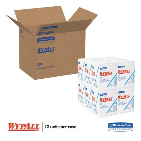 Wypall X60 Cloths, 1/4 Fold, 12 1/2 x 13, White, 76/Box, PK12 34865